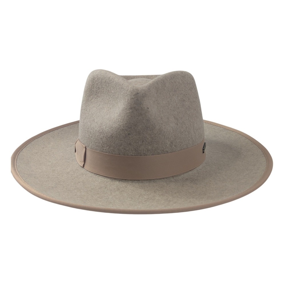 Gigi Pip Fedora Hat Women 57 S/M Tan Monroe Wide Brim Australian Wool Excellent